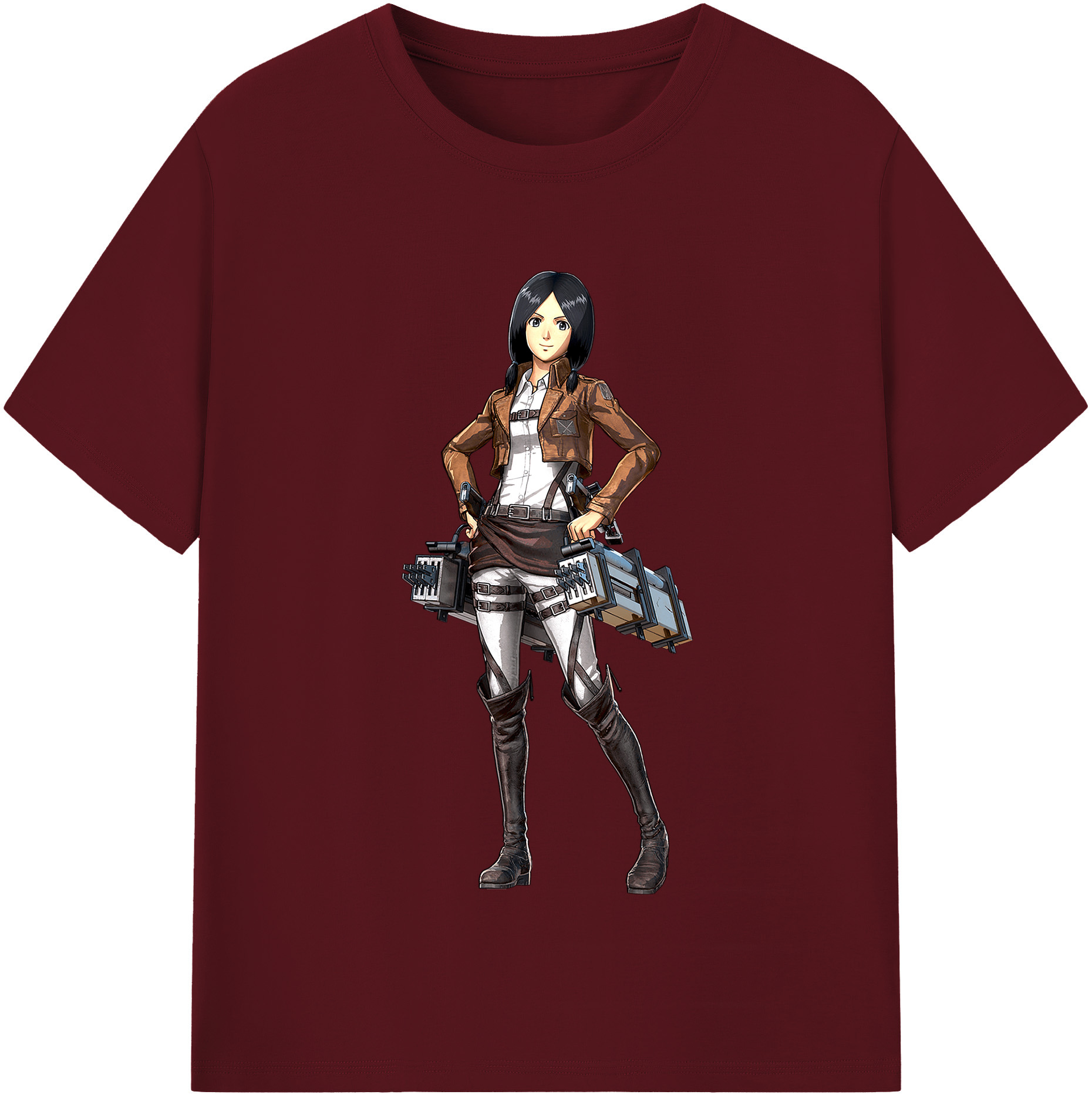 （画像用） 進撃の巨人 ミカサ·アッカーマン Attack on Titan Mikasa Ackerman 綿100％半袖Tシャツ（フロントプリント）